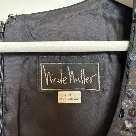 Vintage 90s Nicole Miller Sequin Black Dress Cocktail Union Made in the USA 10 - Picture 10 of 11